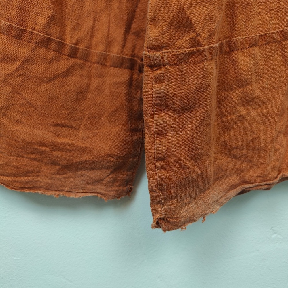 Zara Womens Wide Leg Pants XL Orange 100% Linen Drawstring Coastal Summer - Picture 7 of 11